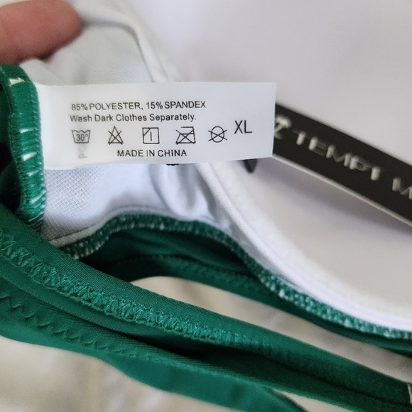 Tempt Me Emerald Green Bikini Swim Top Halter Retro Bathing Suit size XL NWT - Picture 3 of 5